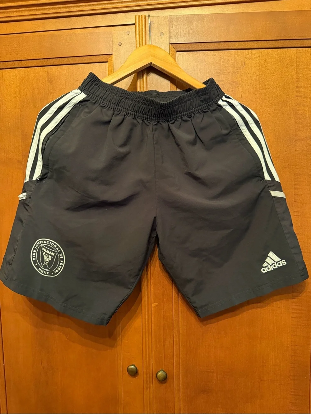 adidas Black Athletic Shorts with White Stripes